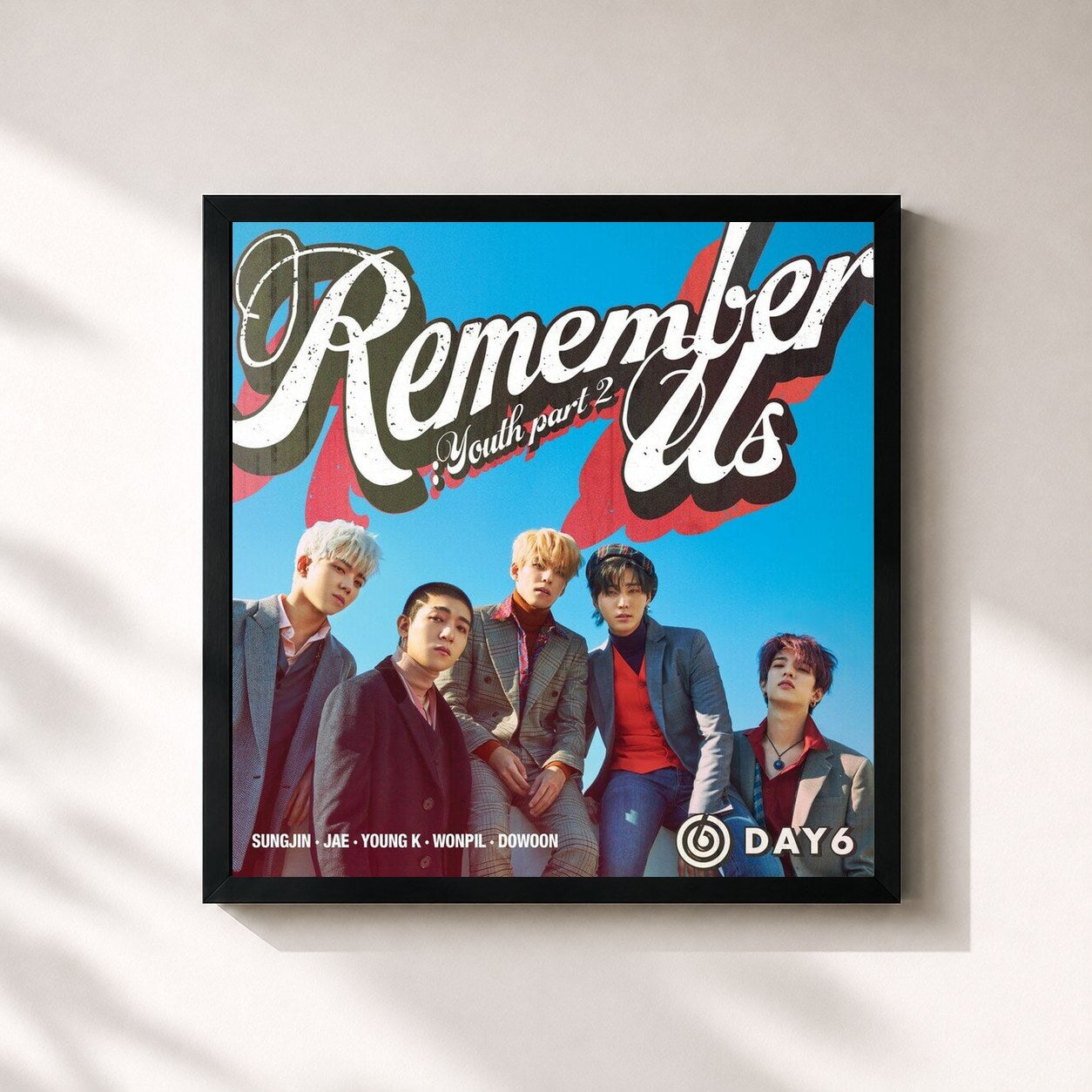 #noir Tableau carré de l'album Remember Us : Youth Part 2 de DAY6 , cadre noir 32x32 cm