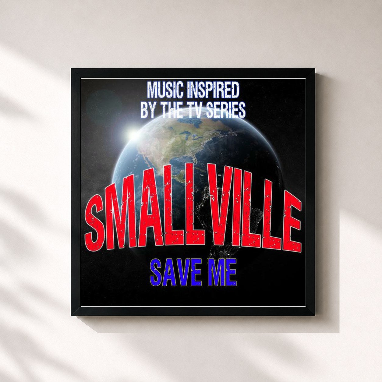 #noir Tableau carré de l'album Smallville (Save Me): Music Inspired by the TV Series de Fandom, cadre noir 32x32 cm