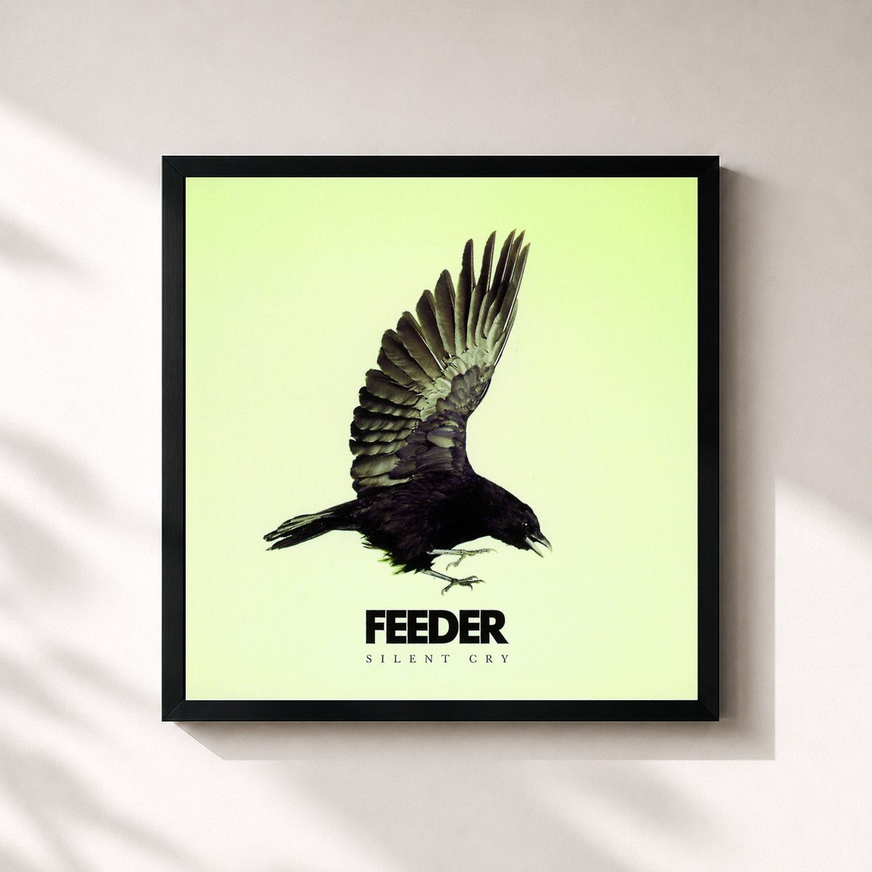 #noir Tableau carré de l'album Silent Cry de Feeder, cadre noir 32x32 cm