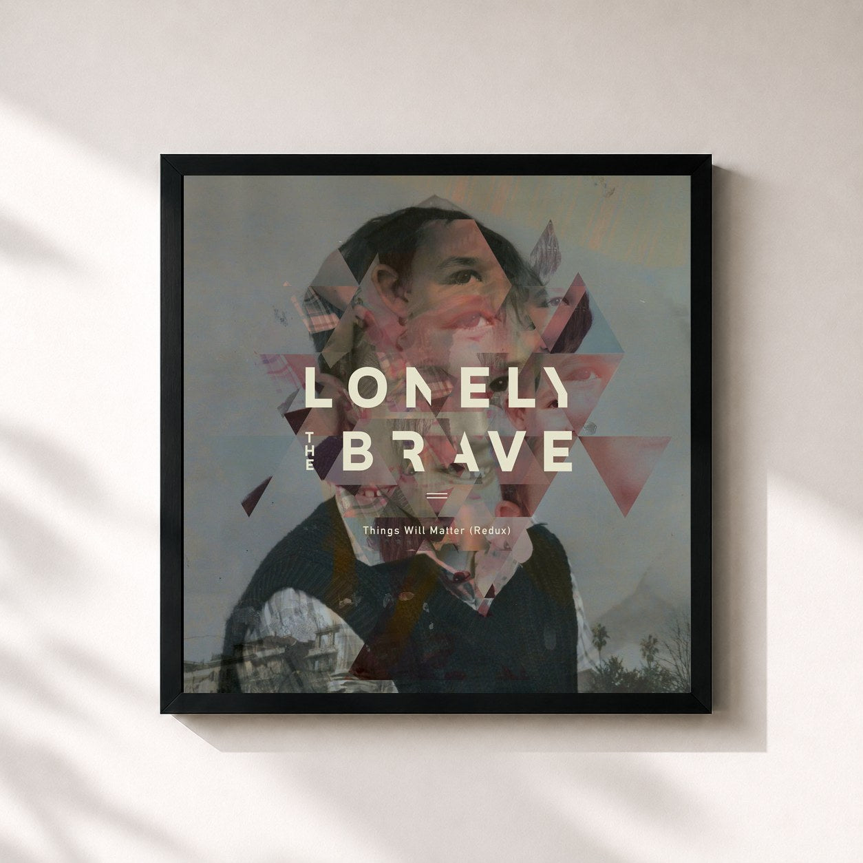 #noir Tableau carré de l'album Things Will Matter (Redux) de Lonely The Brave, cadre noir 32x32 cm