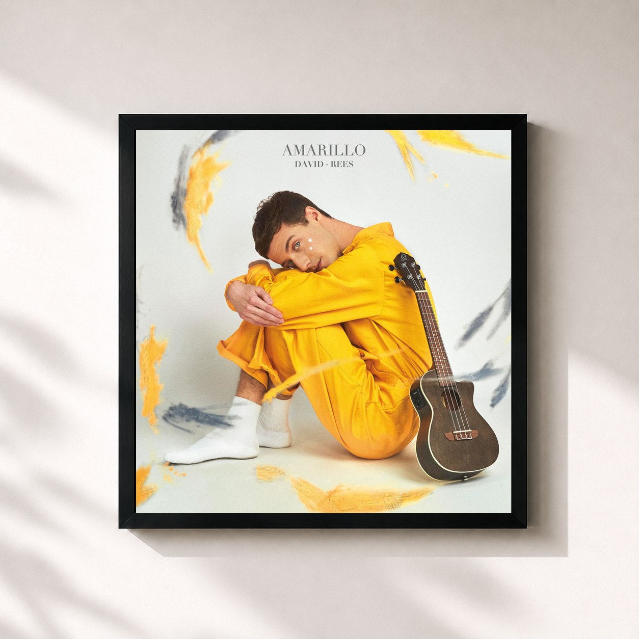 #noir Tableau carré de l'album Amarillo de David Rees, cadre noir 32x32 cm