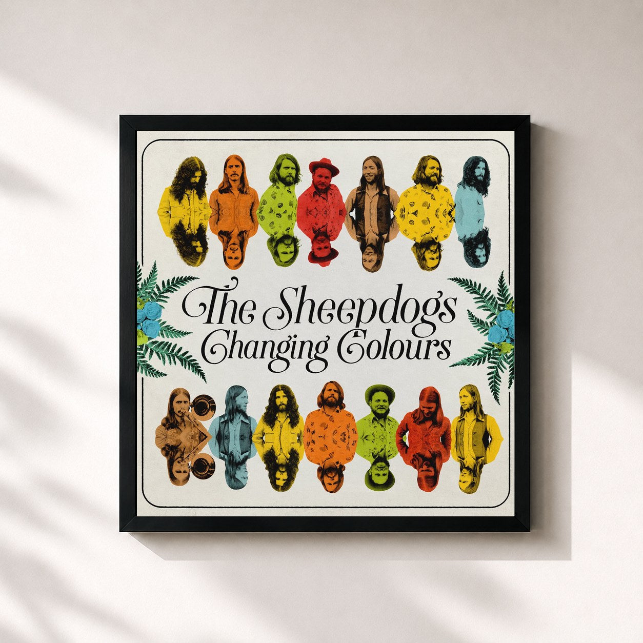 #noir Tableau carré de l'album Changing Colours de The Sheepdogs, cadre noir 32x32 cm