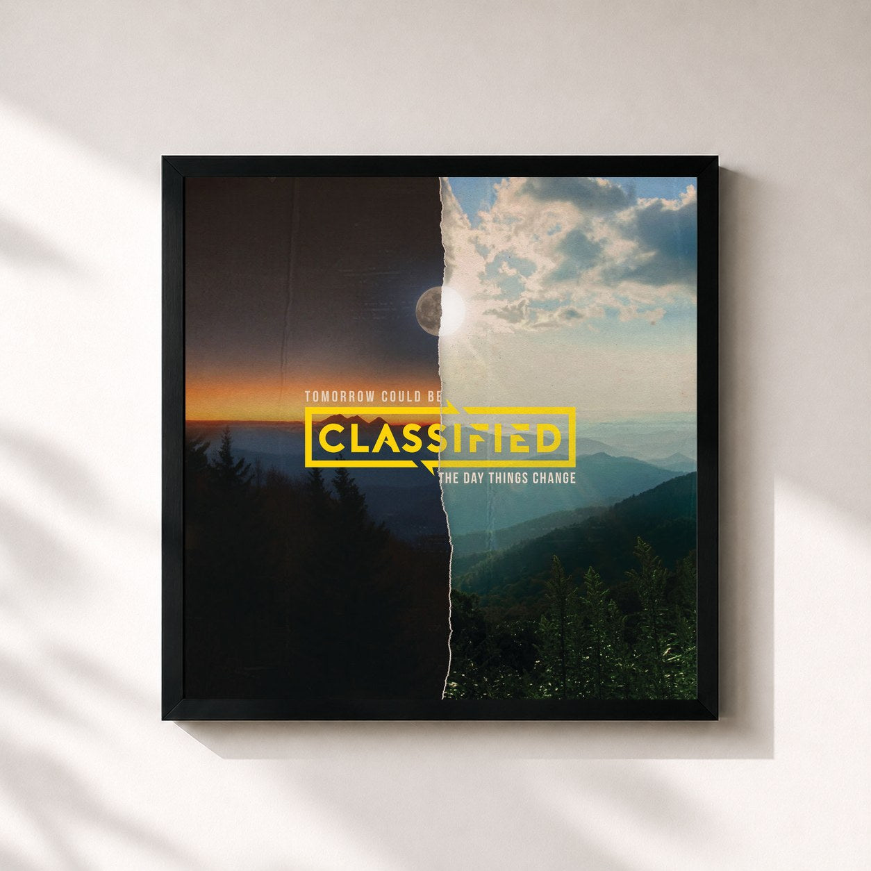 #noir Tableau carré de l'album Tomorrow Could Be The Day Things Change de Classified, cadre noir 32x32 cm
