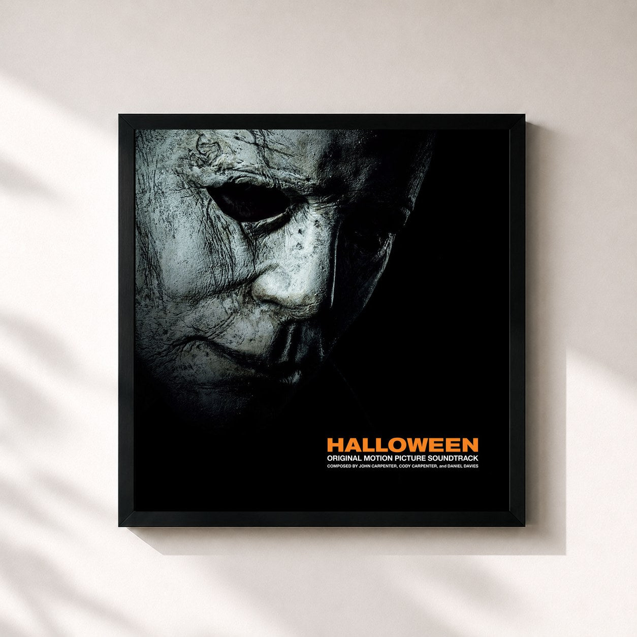 #noir Tableau carré de l'album Halloween (Original 2018 Motion Picture Soundtrack) de John Carpenter, cadre noir 32x32 cm