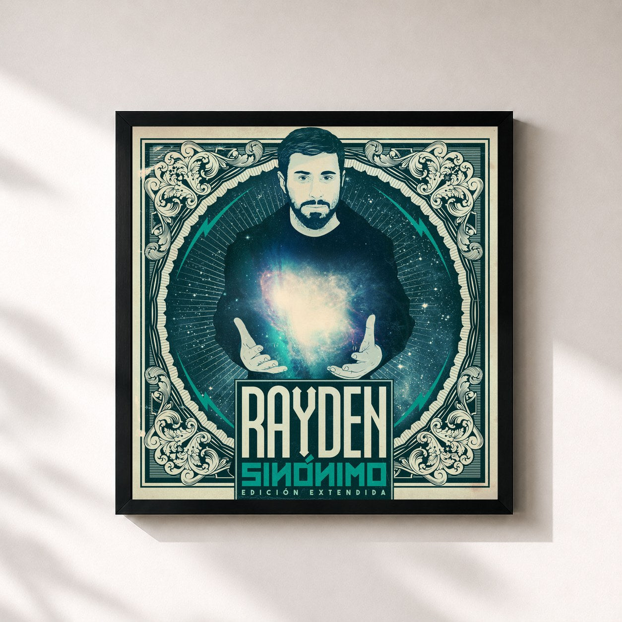 #noir Tableau carré de l'album Sinónimo (Edición extendida) de Rayden, cadre noir 32x32 cm