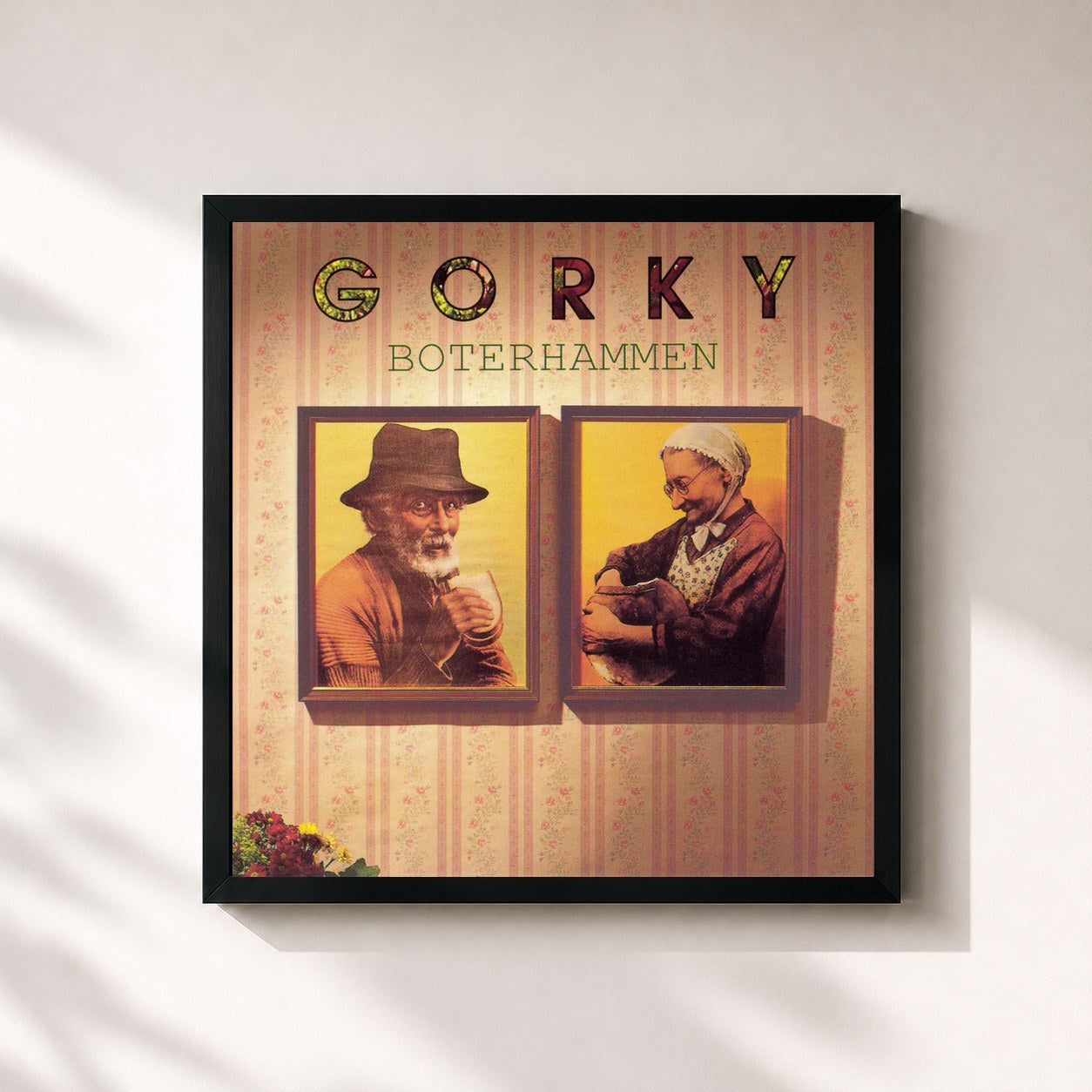 #noir Tableau carré de l'album Boterhammen de Gorki, cadre noir 32x32 cm