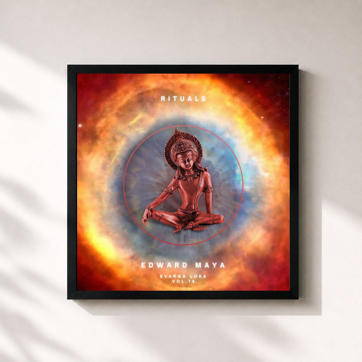 #noir Tableau carré de l'album Svarga Loka, Vol. 14 (Rituals) de Edward Maya, cadre noir 32x32 cm