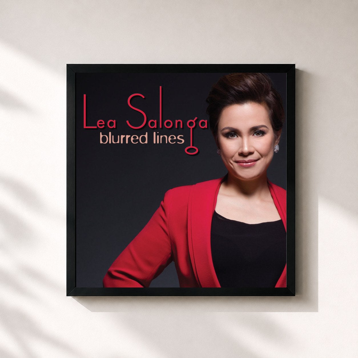 #noir Tableau carré de l'album Blurred Lines de Lea Salonga, cadre noir 32x32 cm