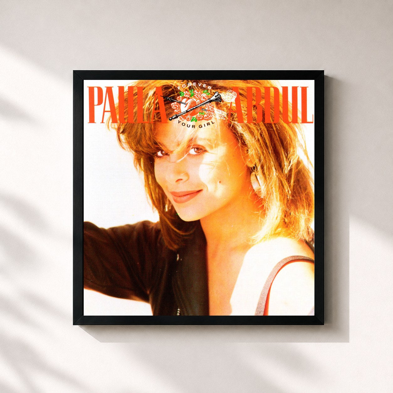 #noir Tableau carré de l'album Forever Your Girl de Paula Abdul, cadre noir 32x32 cm