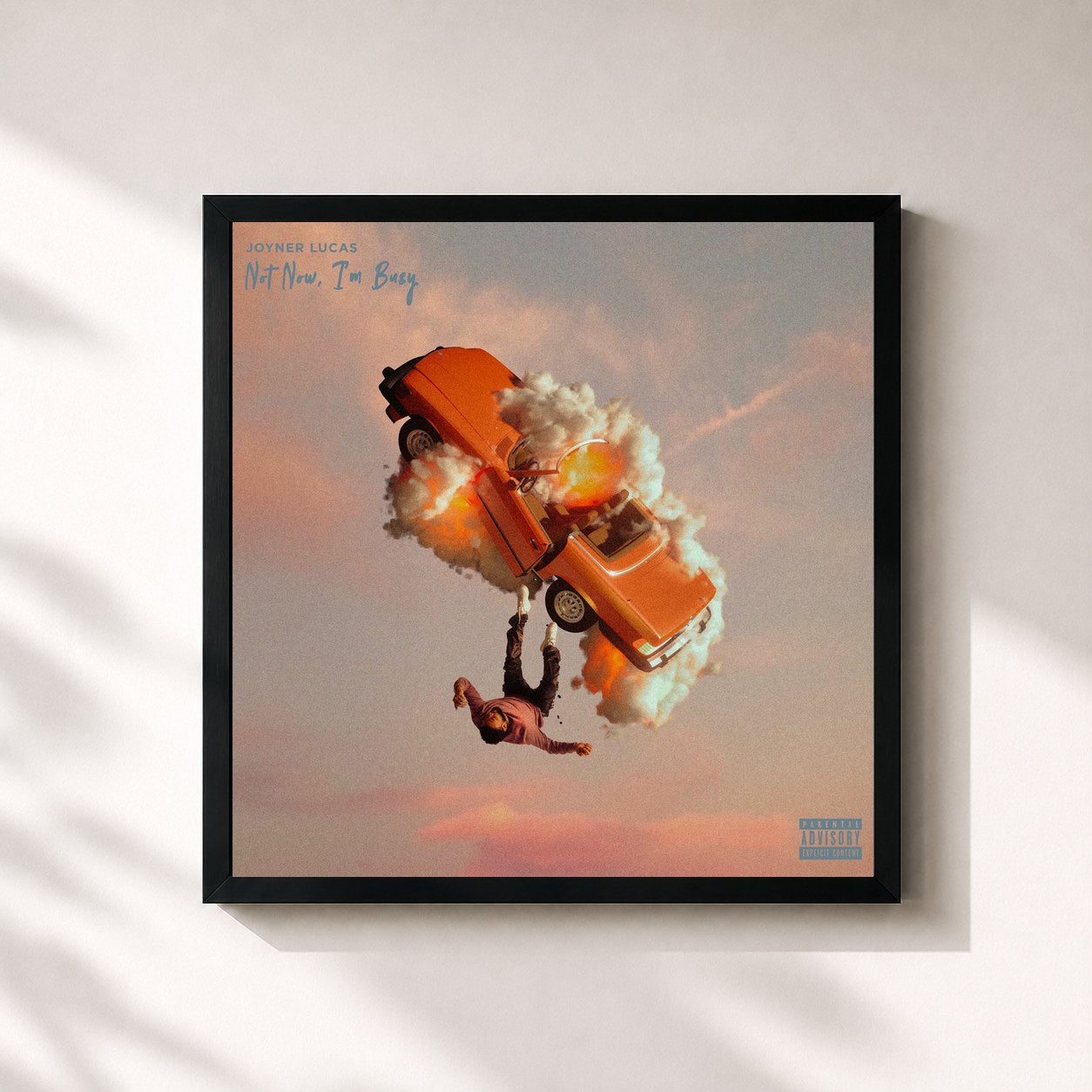 #noir Tableau carré de l'album Not Now I'm Busy de Joyner Lucas, cadre noir 32x32 cm