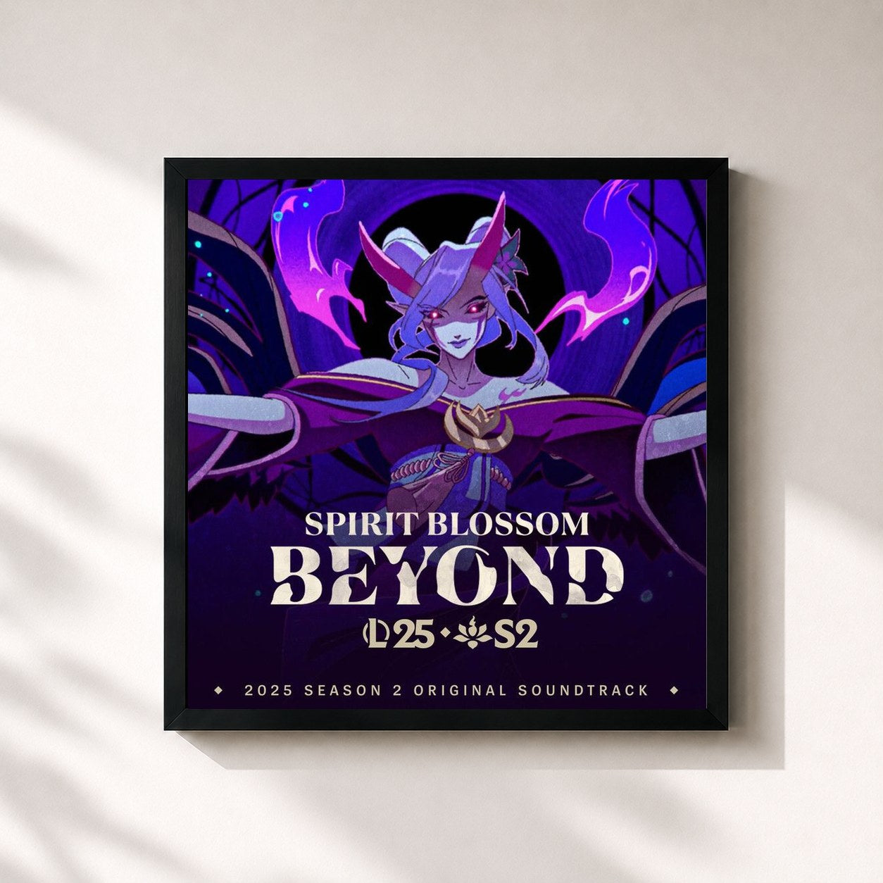 #noir Tableau carré de l'album Spirit Blossom Beyond (Original Soundtrack from League of Legends) de League of Legends, cadre noir 32x32 cm