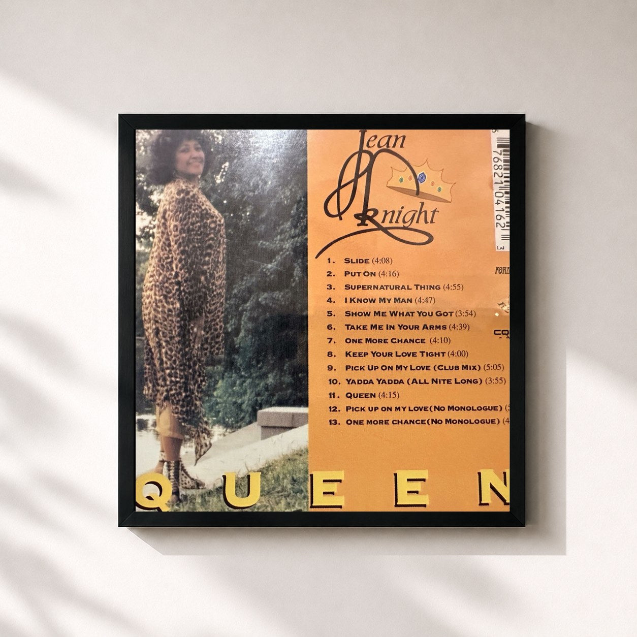 #noir Tableau carré de l'album Queen de Jean Knight, cadre noir 32x32 cm