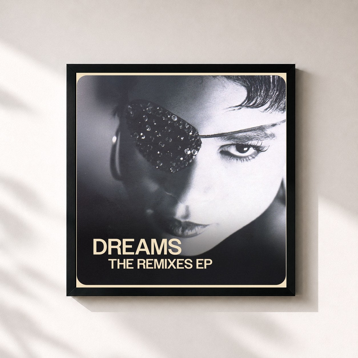 #noir Tableau carré de l'album Dreams – The Remixes EP de Gabrielle, cadre noir 32x32 cm