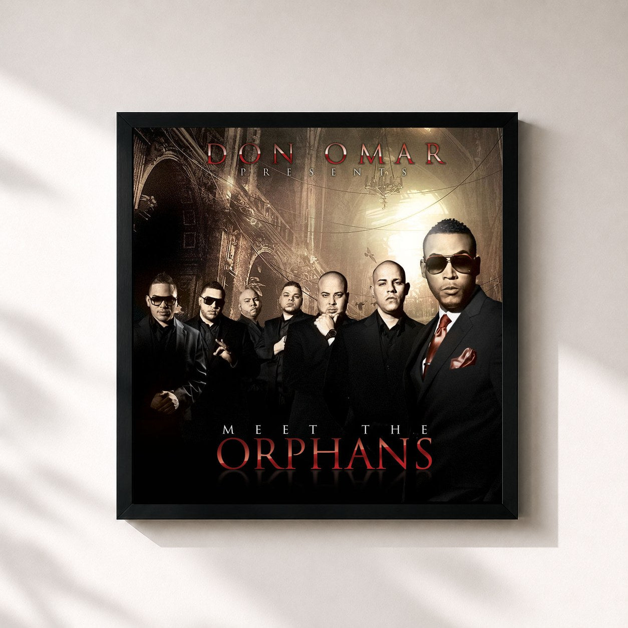 #noir Tableau carré de l'album Meet The Orphans de Don Omar, cadre noir 32x32 cm