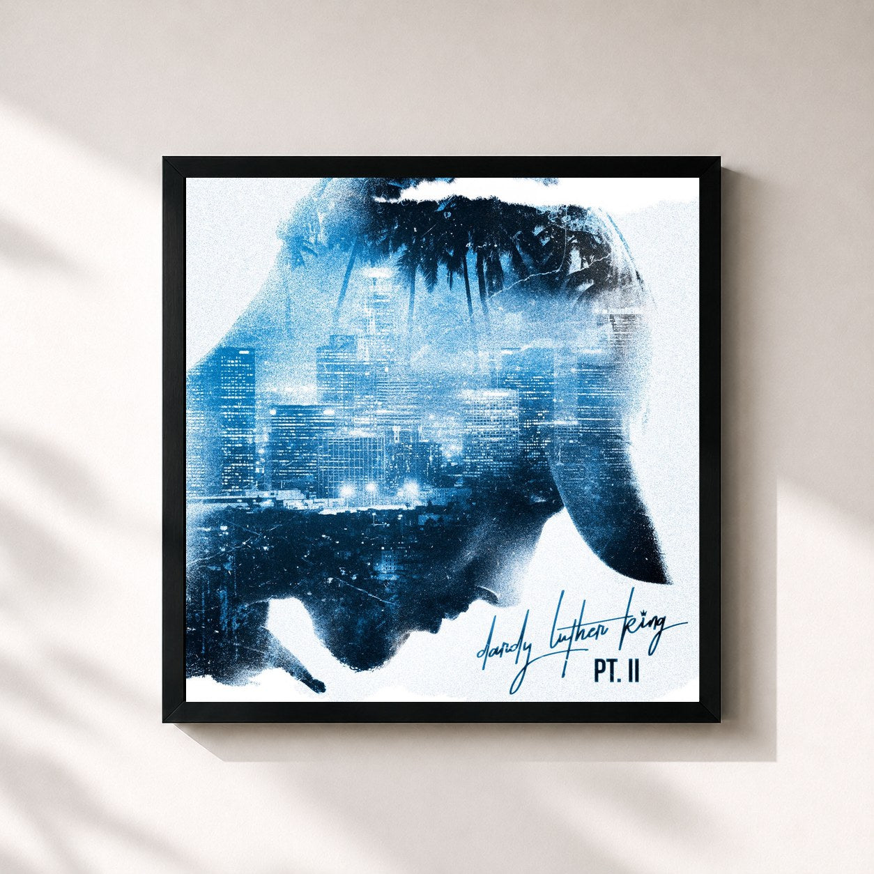#noir Tableau carré de l'album Dardy Luther King (Pt. II) de Dardan, cadre noir 32x32 cm