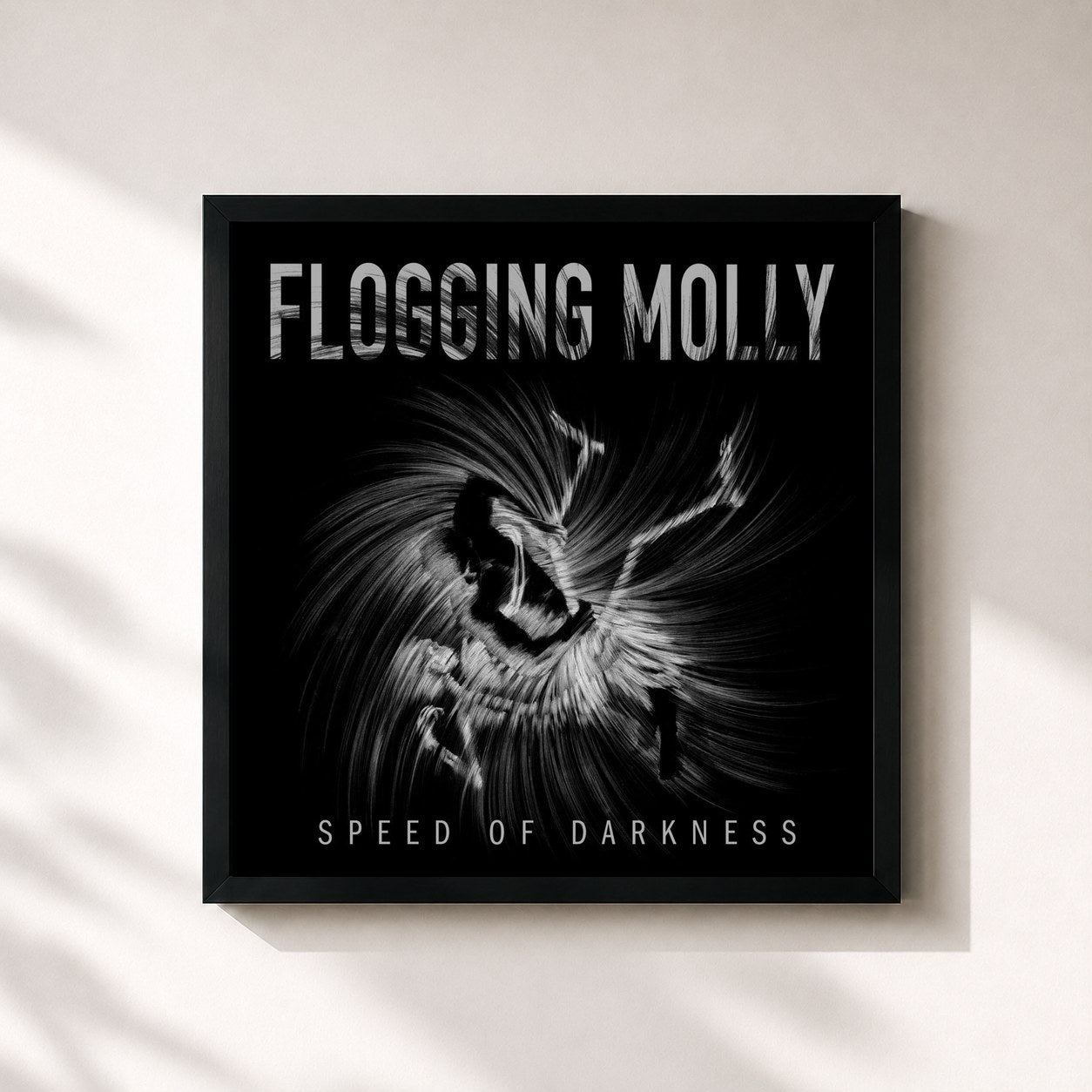 #noir Tableau carré de l'album Speed of Darkness (Deluxe Version) de Flogging Molly, cadre noir 32x32 cm