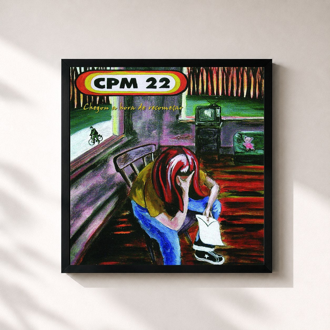 #noir Tableau carré de l'album Chegou A Hora De Recomeçar de CPM 22, cadre noir 32x32 cm