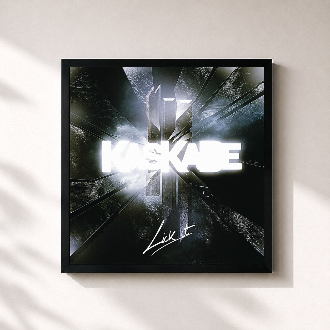 #noir Tableau carré de l'album Lick It de Kaskade, cadre noir 32x32 cm