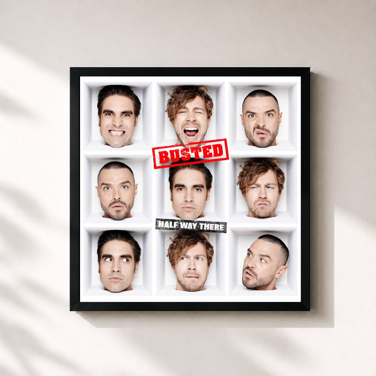 #noir Tableau carré de l'album Half Way There de Busted, cadre noir 32x32 cm
