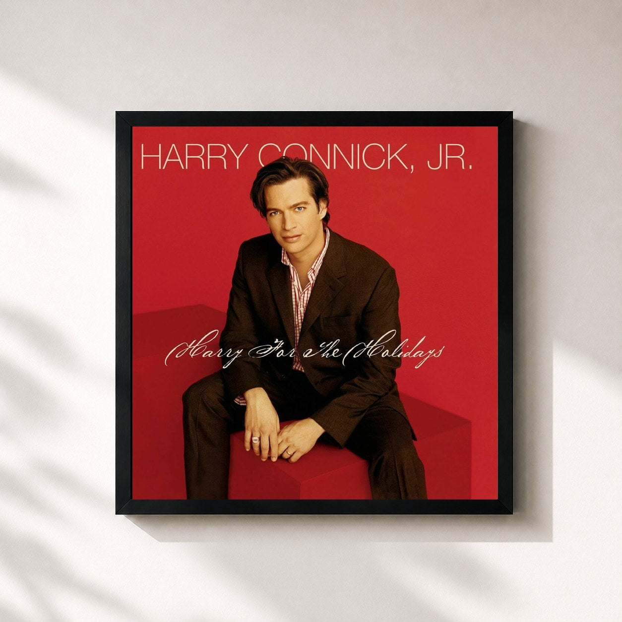 #noir Tableau carré de l'album Harry For The Holidays de Harry Connick Jr., cadre noir 32x32 cm
