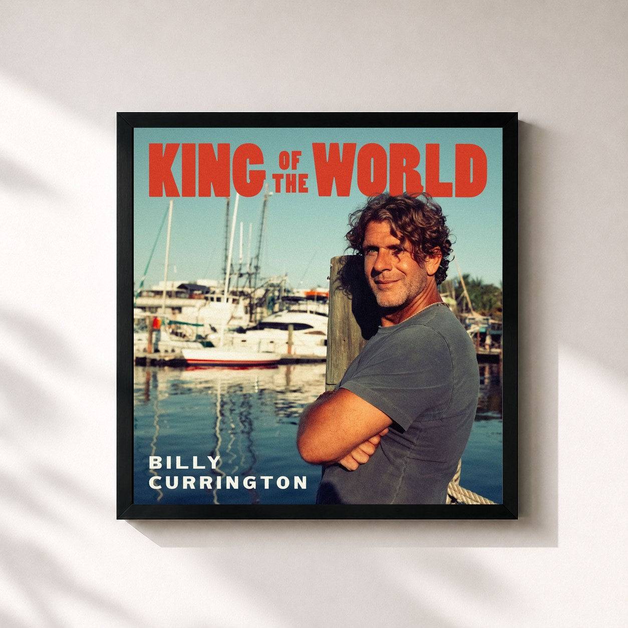 #noir Tableau carré de l'album King Of The World de Billy Currington, cadre noir 32x32 cm