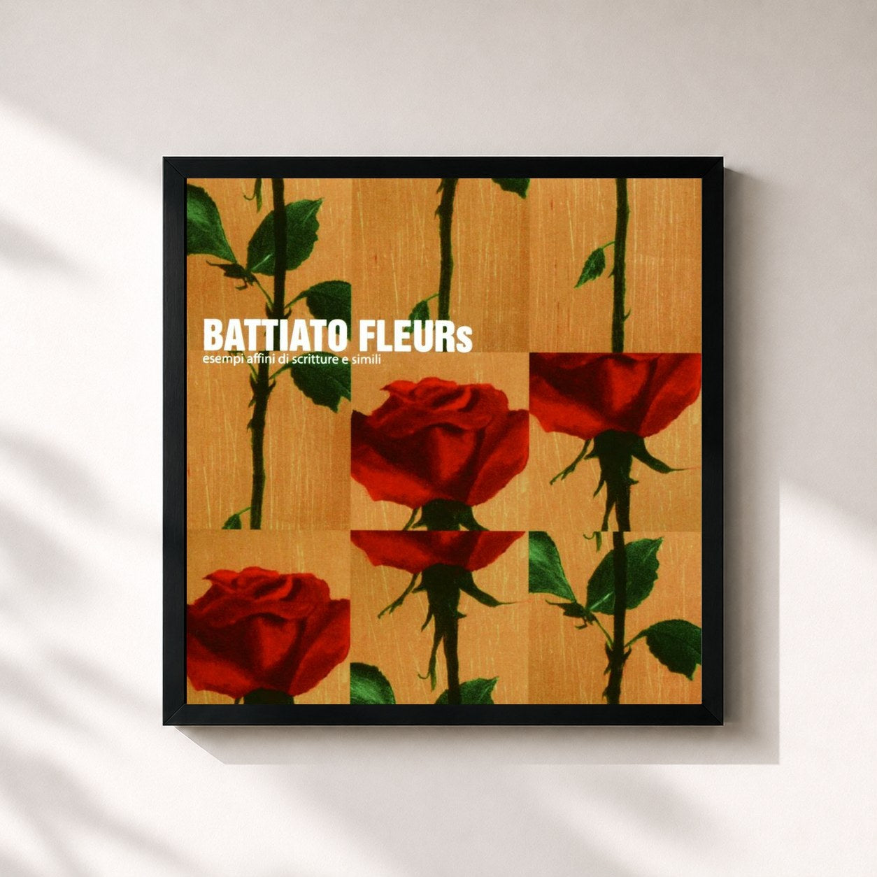 #noir Tableau carré de l'album Fleurs de Franco Battiato, cadre noir 32x32 cm