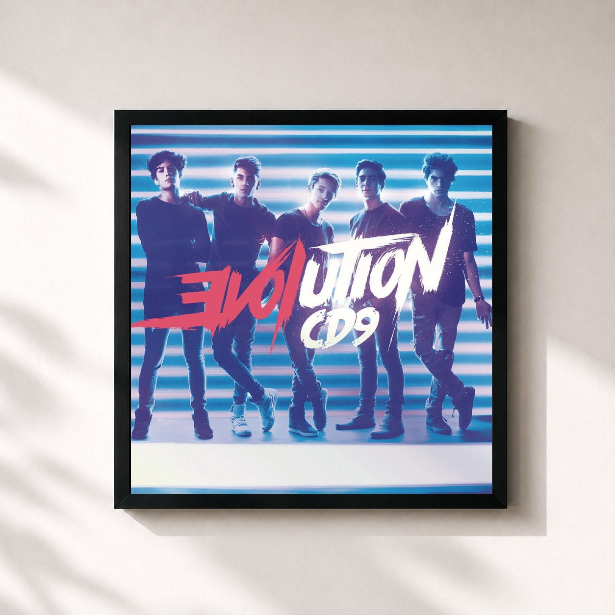 #noir Tableau carré de l'album EVOLUTION de CD9, cadre noir 32x32 cm