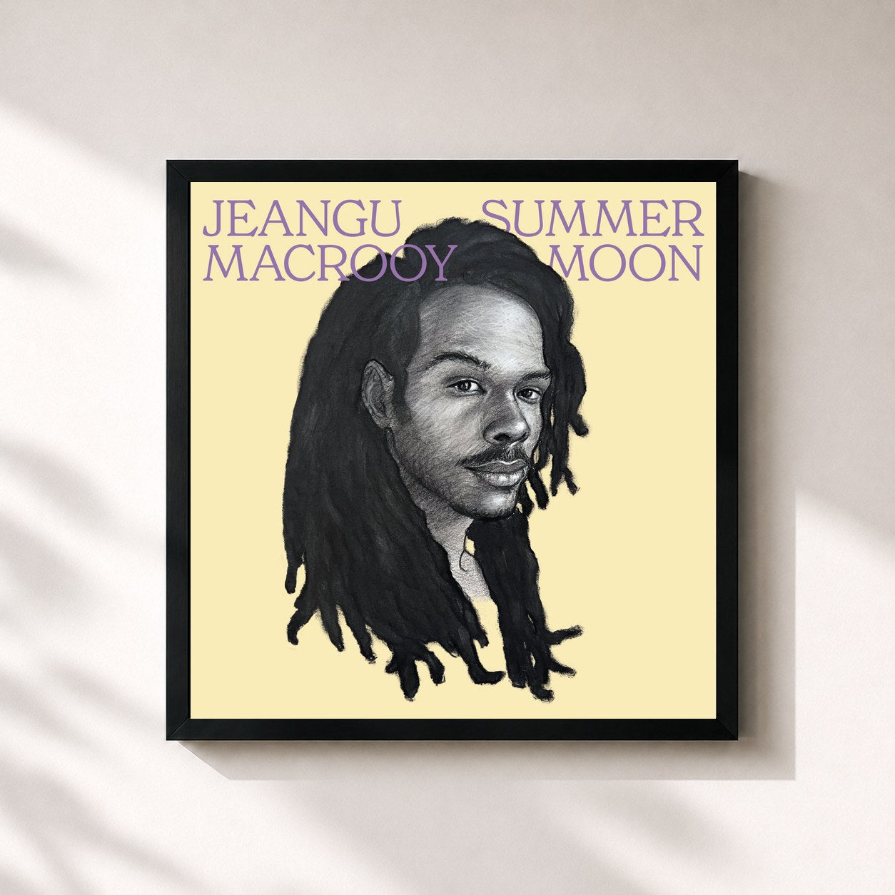 #noir Tableau carré de l'album Summer Moon de Jeangu Macrooy, cadre noir 32x32 cm