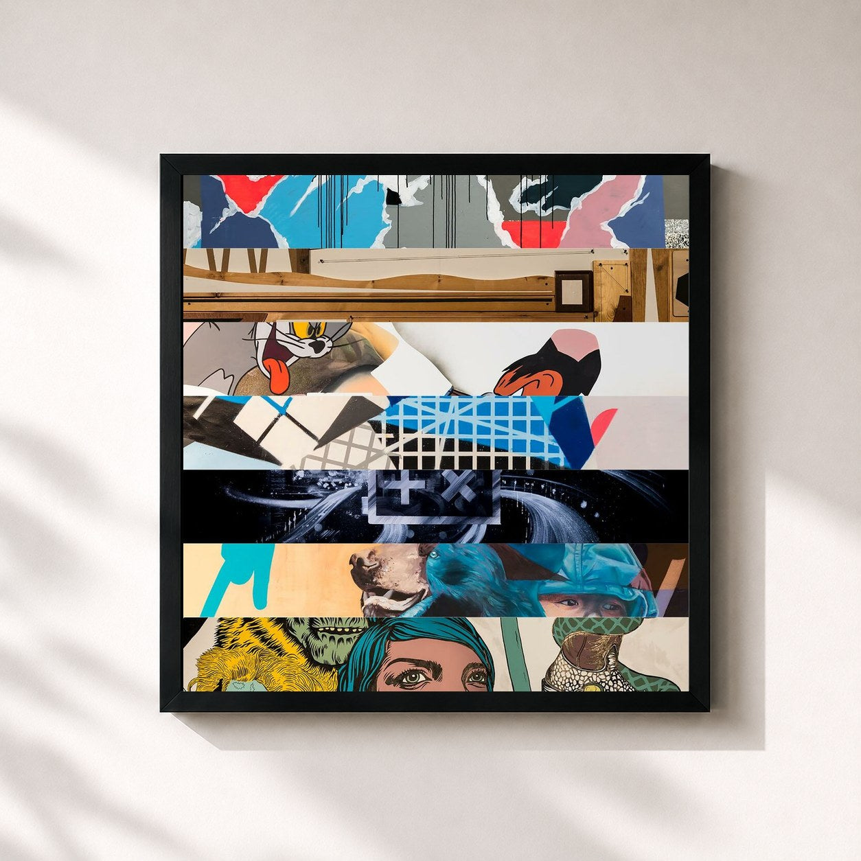 #noir Tableau carré de l'album Seven de Martin Garrix, cadre noir 32x32 cm