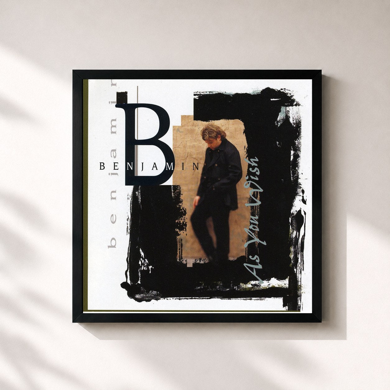 #noir Tableau carré de l'album As You Wish de Benjamin, cadre noir 32x32 cm