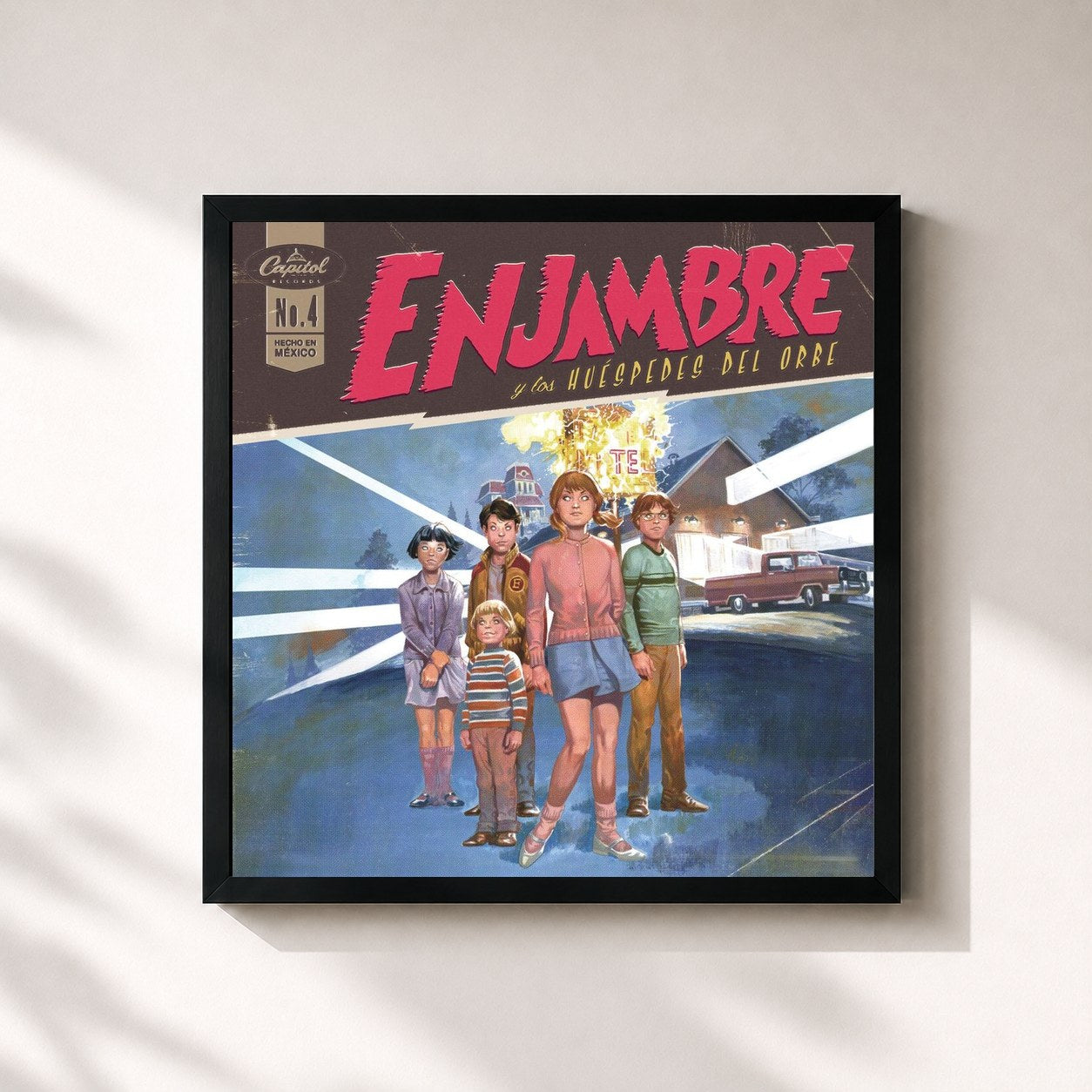 #noir Tableau carré de l'album Enjambre Y Los Huéspedes Del Orbe de Enjambre, cadre noir 32x32 cm