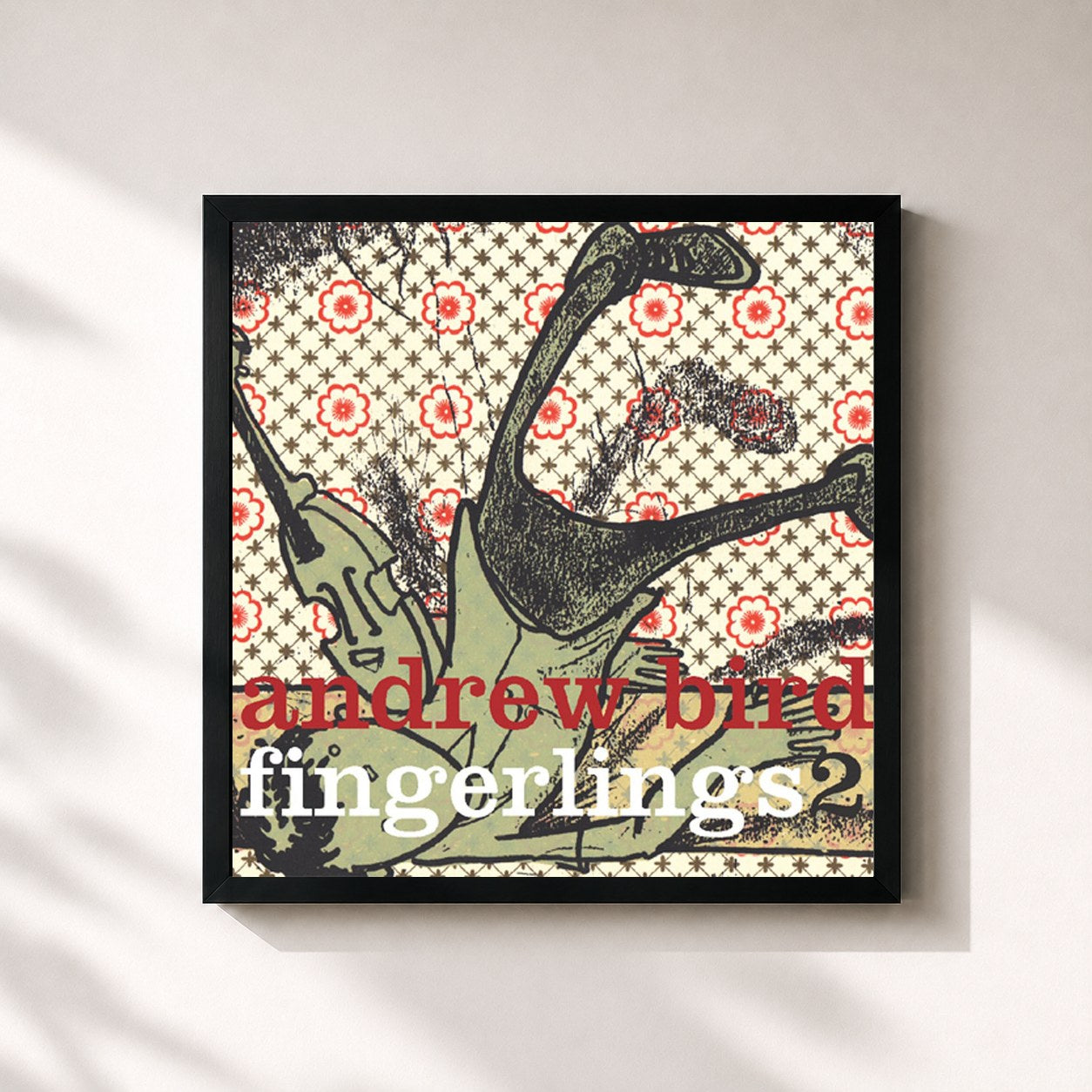 #noir Tableau carré de l'album Fingerlings 2 de Andrew Bird, cadre noir 32x32 cm