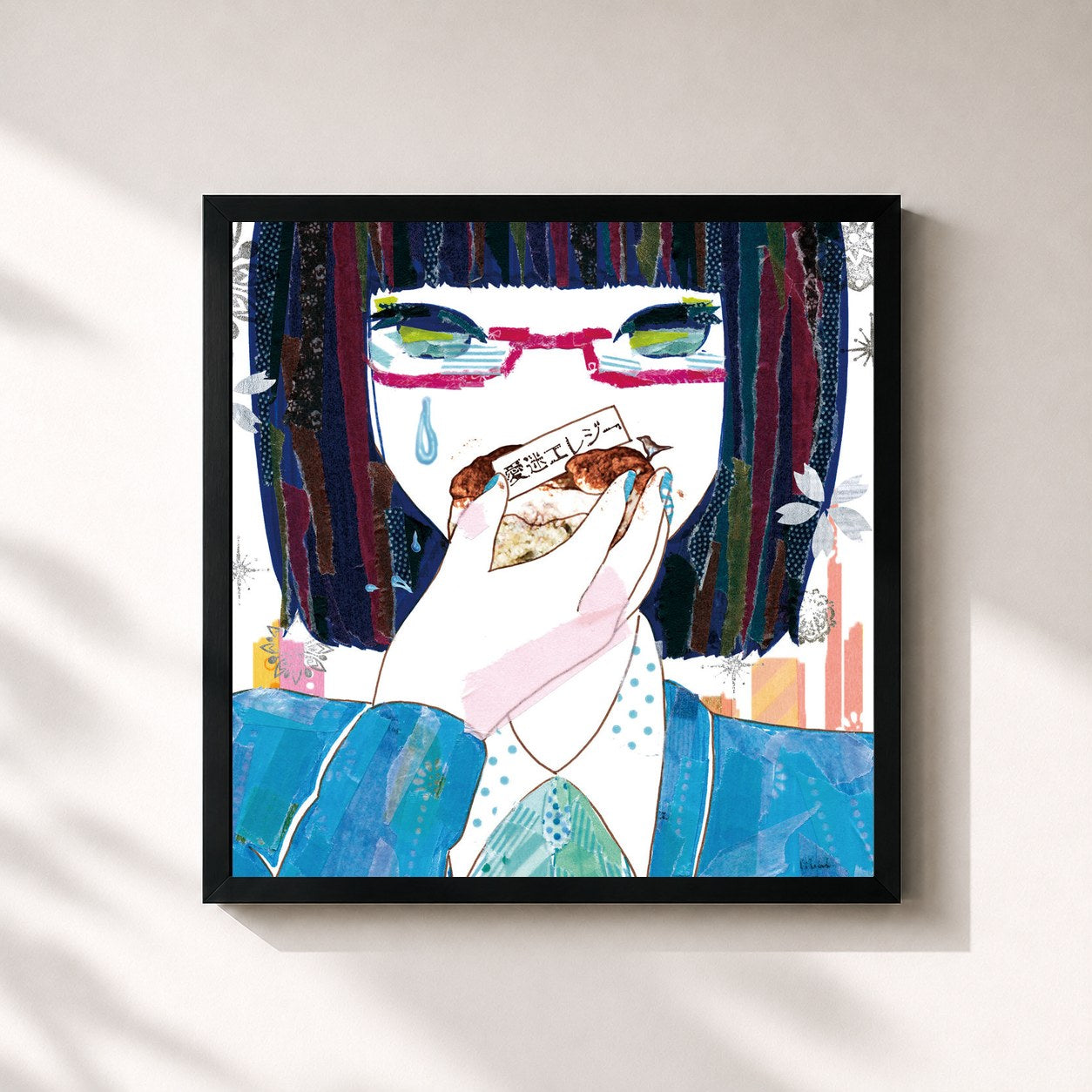 #noir Tableau carré de l'album Aimai Elegy de DECO*27, cadre noir 32x32 cm