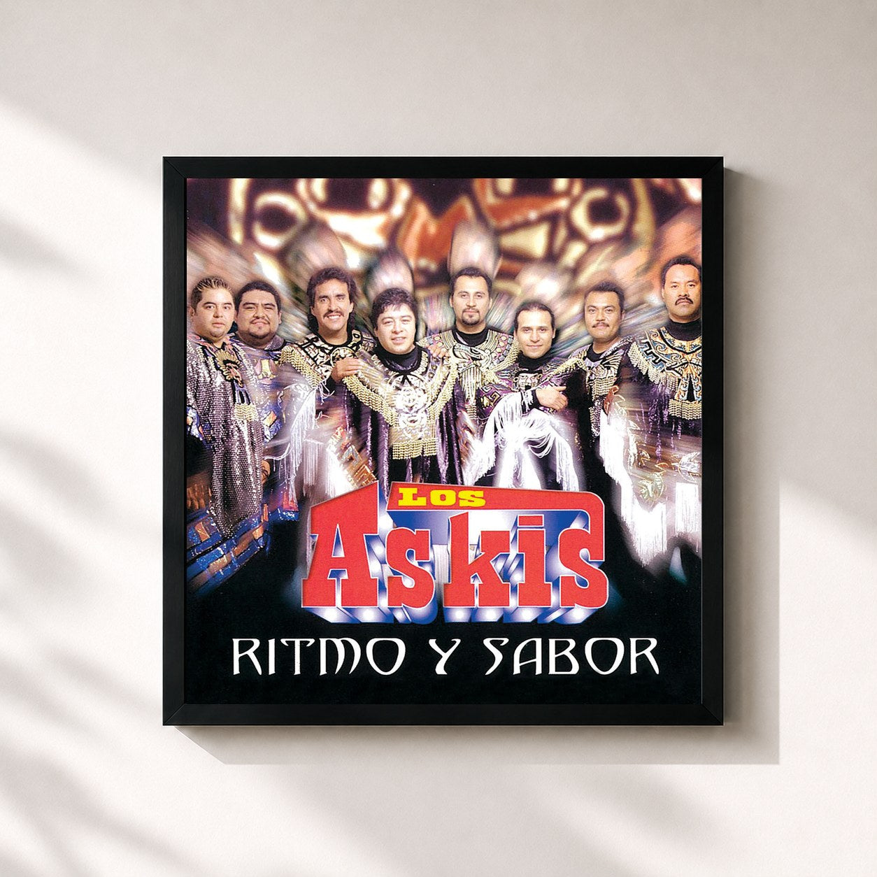 #noir Tableau carré de l'album Ritmo Y Sabor de Los Askis, cadre noir 32x32 cm