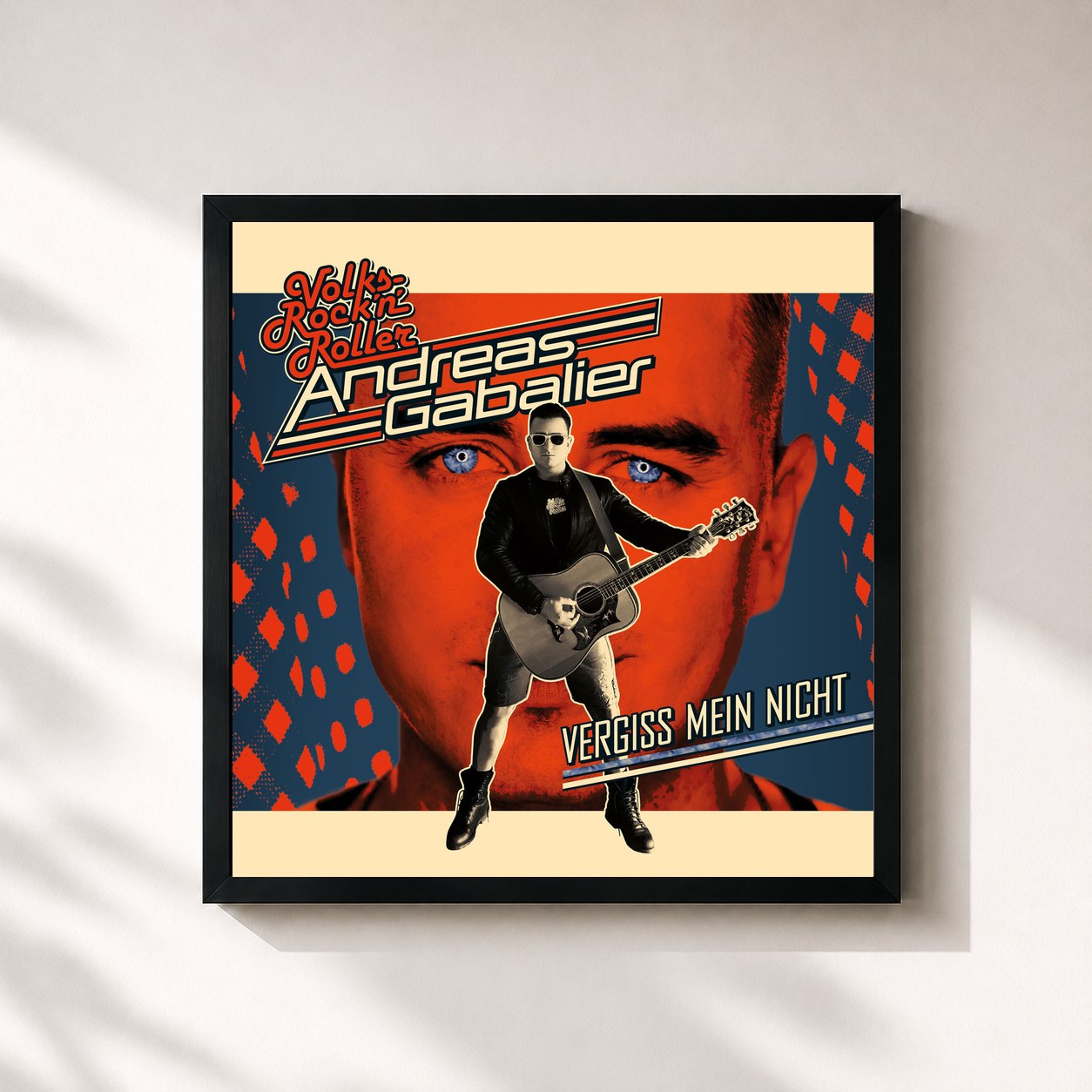 #noir Tableau carré de l'album Vergiss mein nicht de Andreas Gabalier, cadre noir 32x32 cm