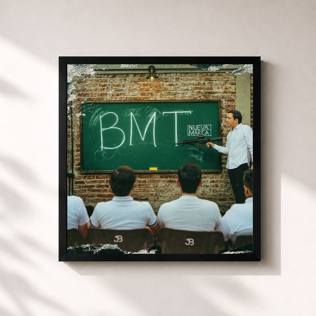 #noir Tableau carré de l'album B.M.T de Nueva marca, cadre noir 32x32 cm