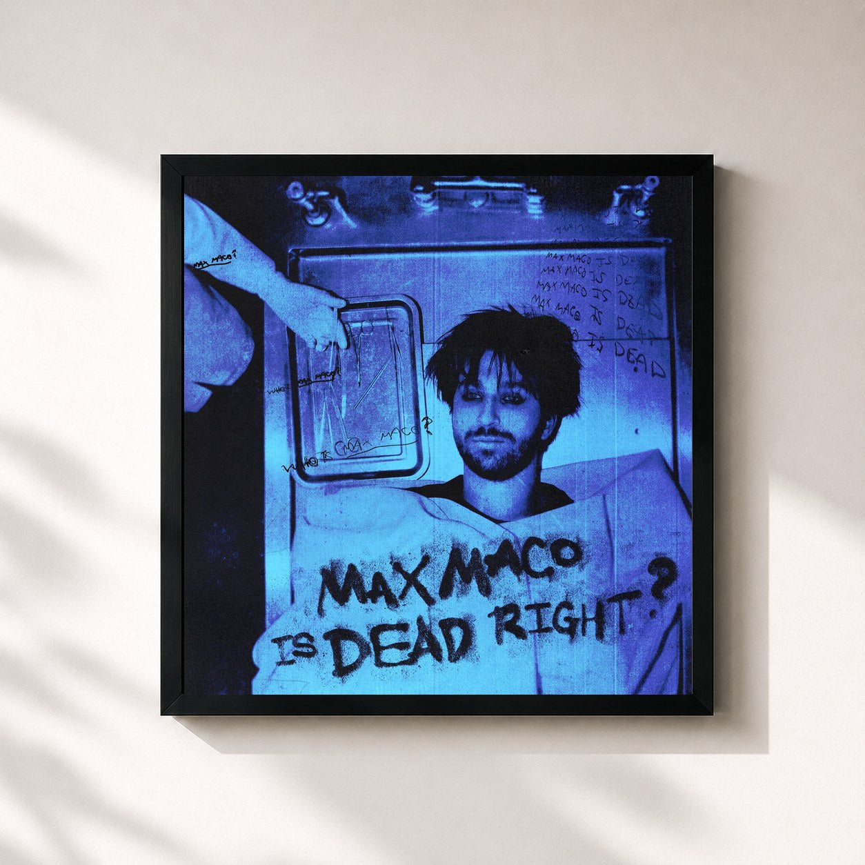 #noir Tableau carré de l'album Max Maco Is Dead Right? de Two Feet, cadre noir 32x32 cm