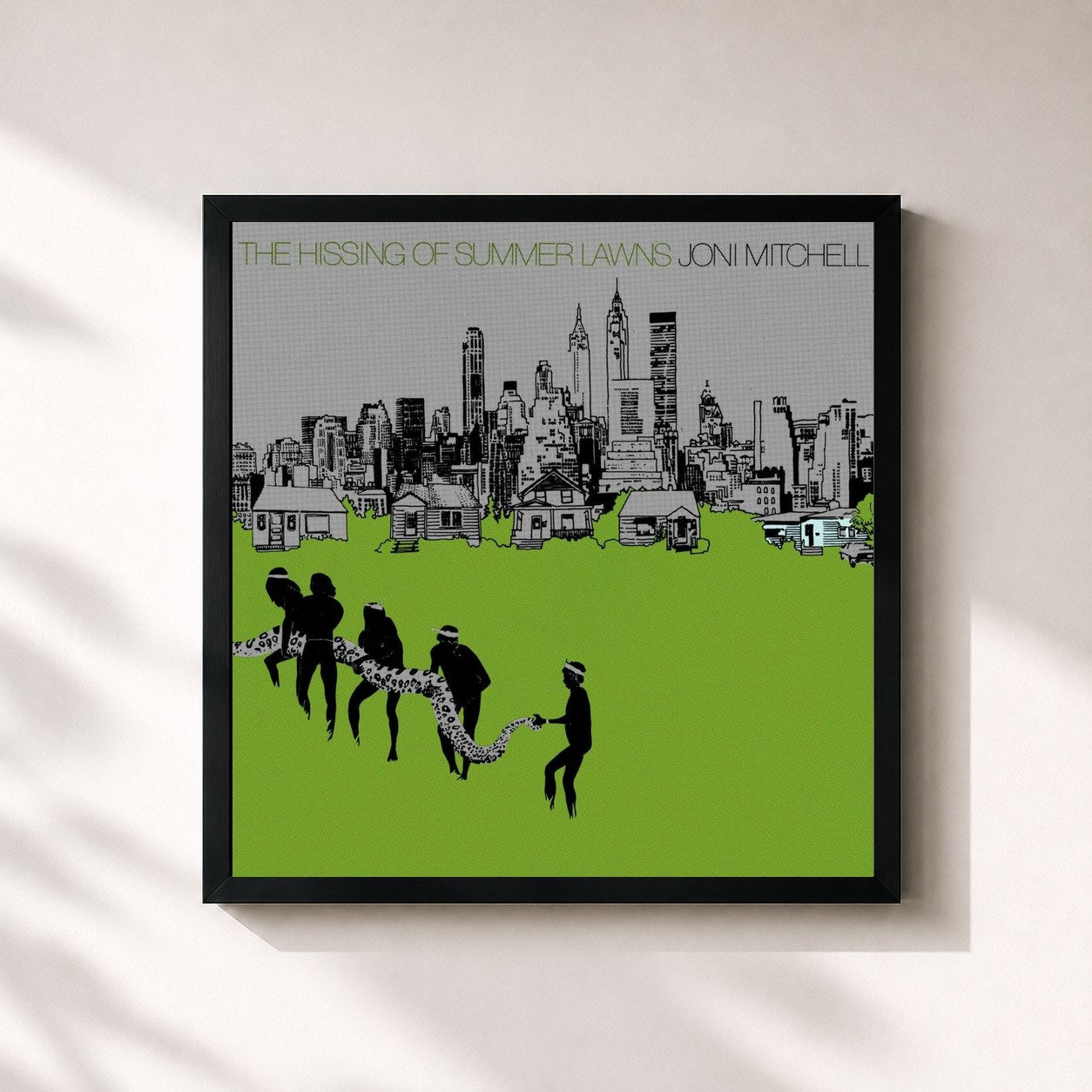 #noir Tableau carré de l'album The Hissing of Summer Lawns de Joni Mitchell, cadre noir 32x32 cm