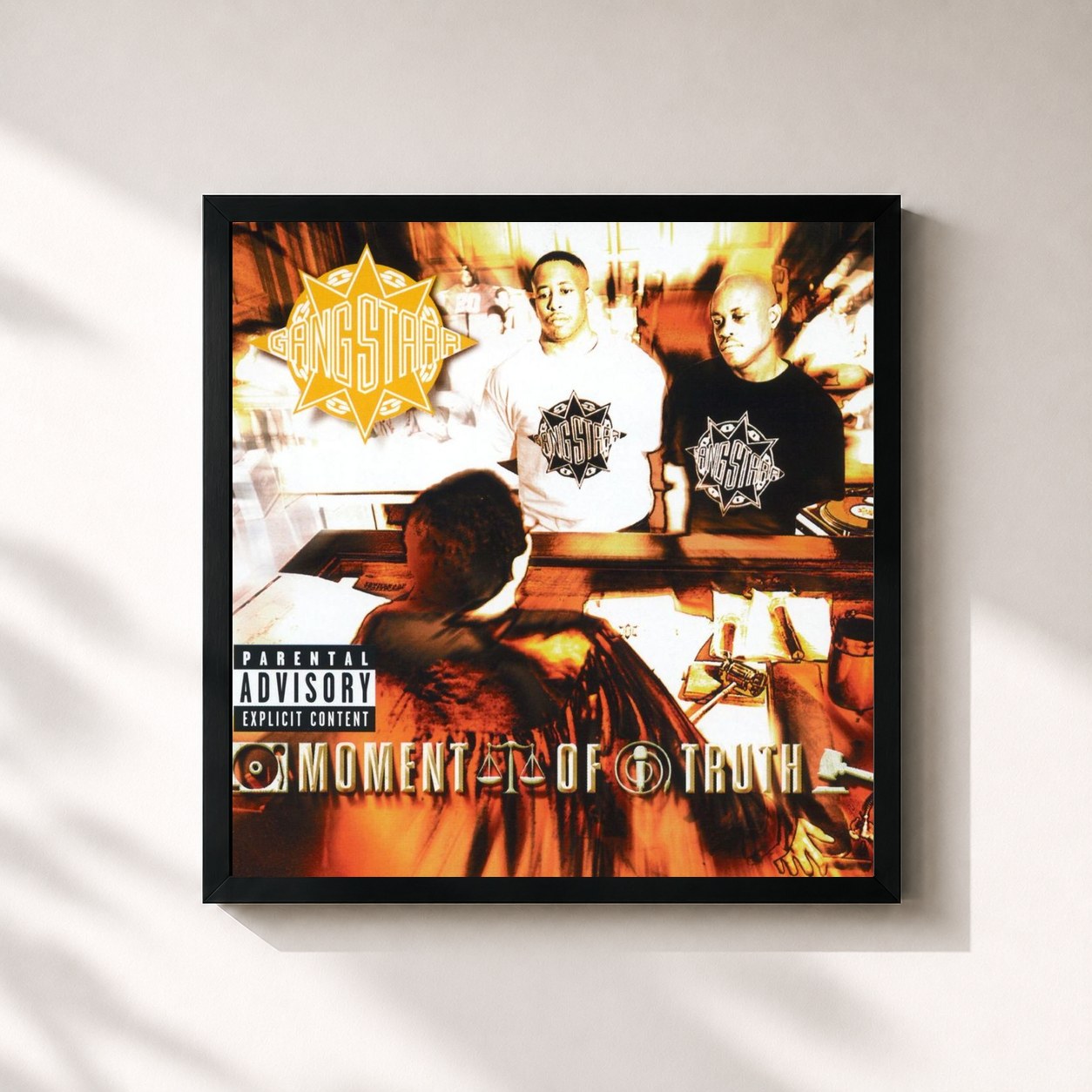 #noir Tableau carré de l'album Moment Of Truth de Gang Starr, cadre noir 32x32 cm