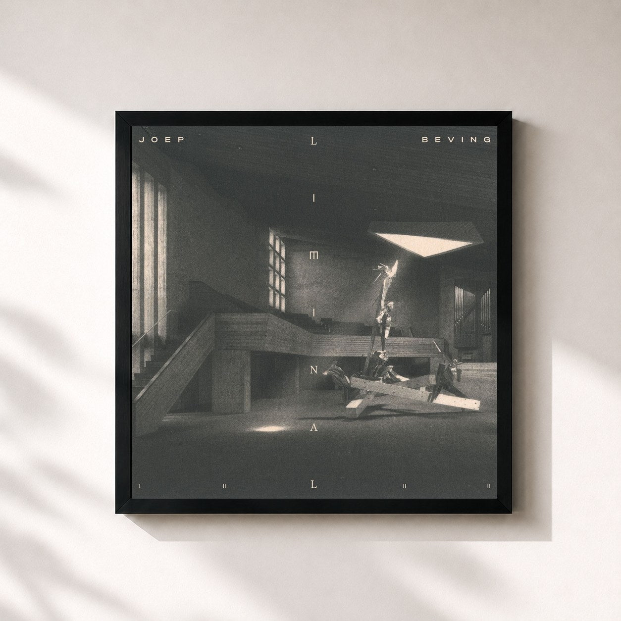 #noir Tableau carré de l'album Liminal de Joep Beving, cadre noir 32x32 cm