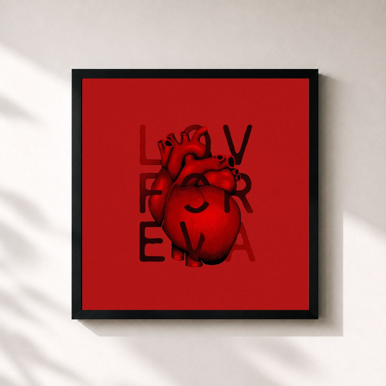#noir Tableau carré de l'album Lov for Eva de La Fine Equipe, cadre noir 32x32 cm
