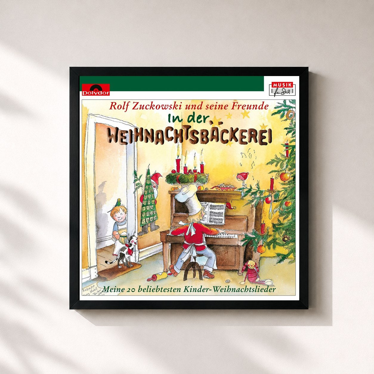 #noir Tableau carré de l'album In der Weihnachtsbäckerei de Rolf Zuckowski, cadre noir 32x32 cm