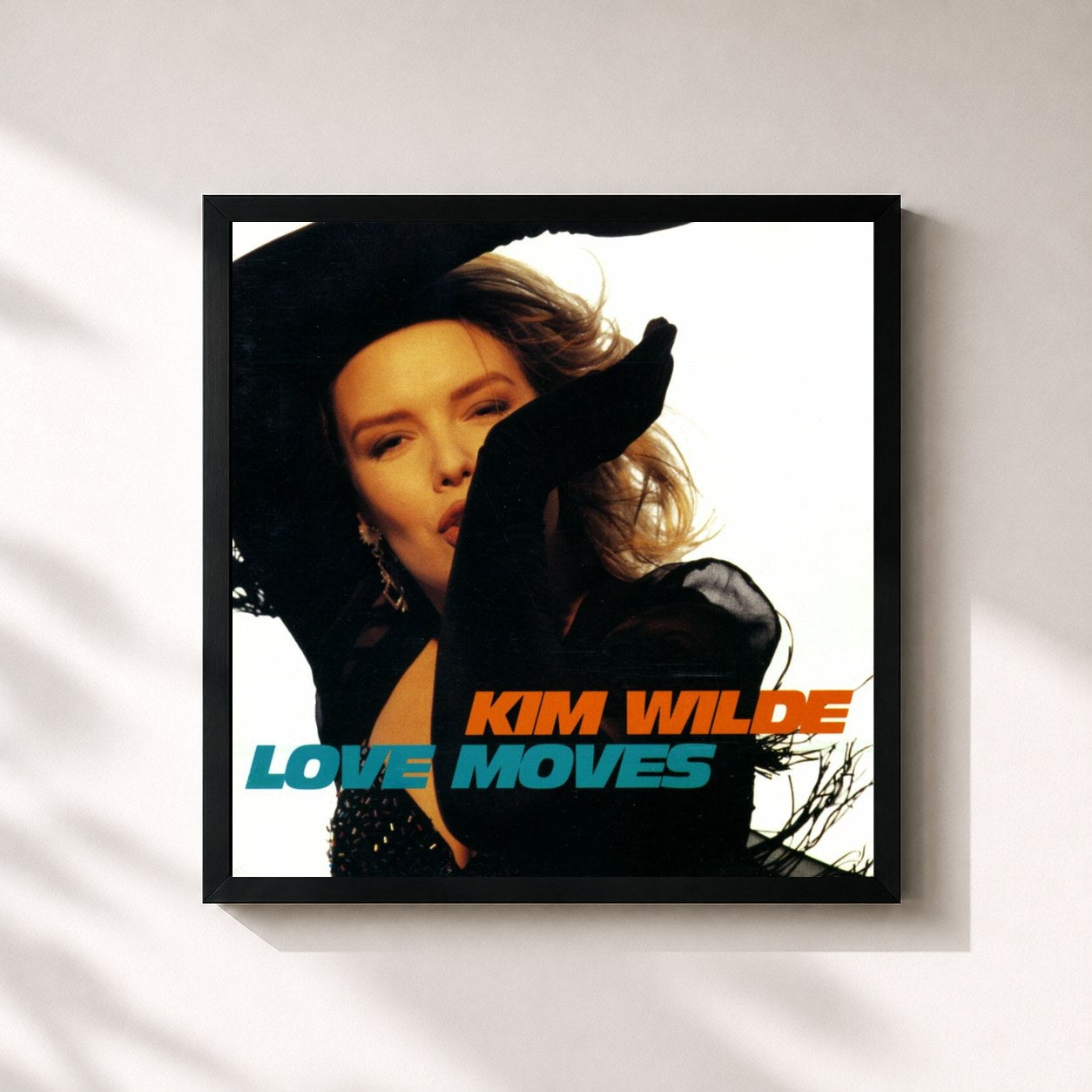 #noir Tableau carré de l'album Love Moves de Kim Wilde, cadre noir 32x32 cm
