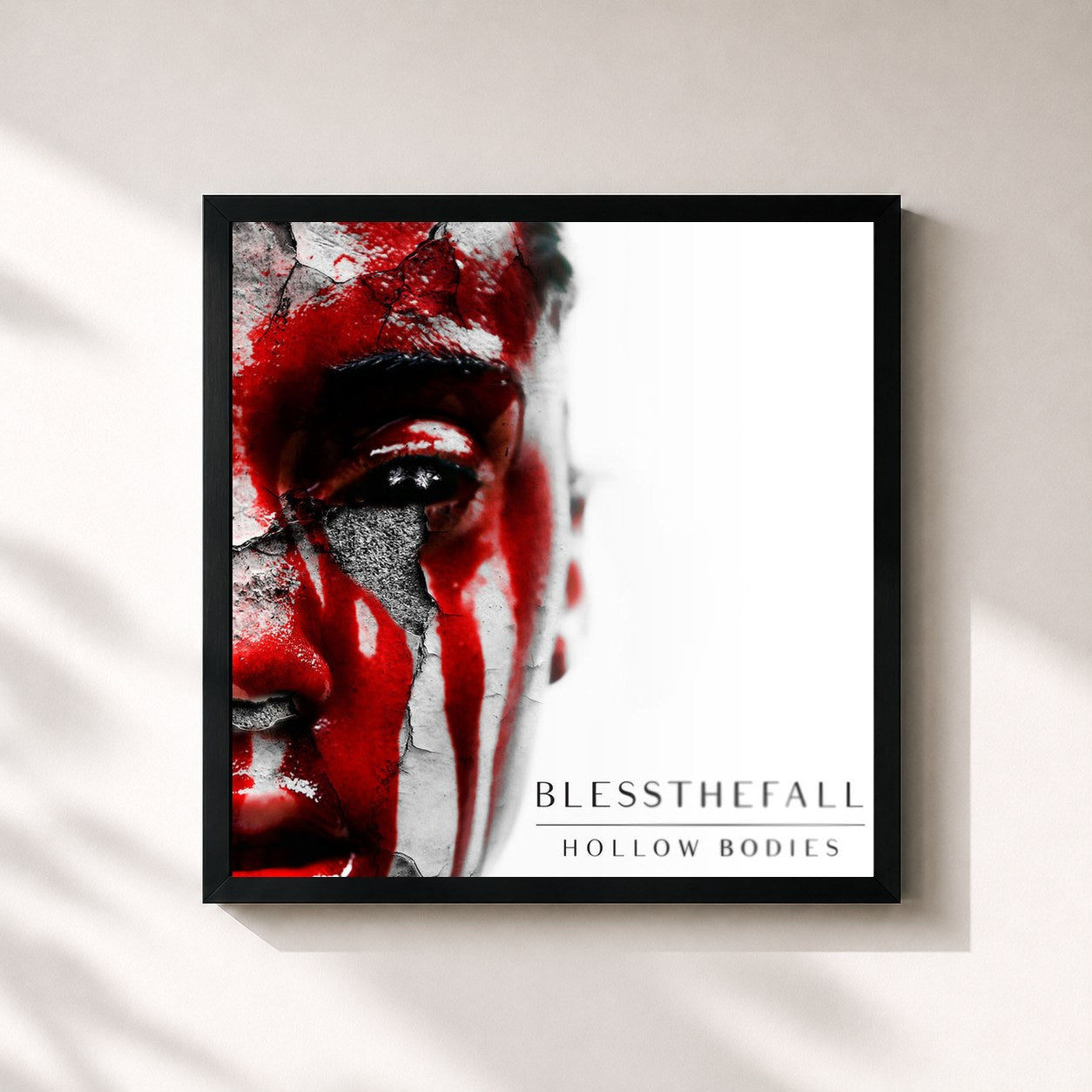 #noir Tableau carré de l'album Hollow Bodies de Blessthefall, cadre noir 32x32 cm