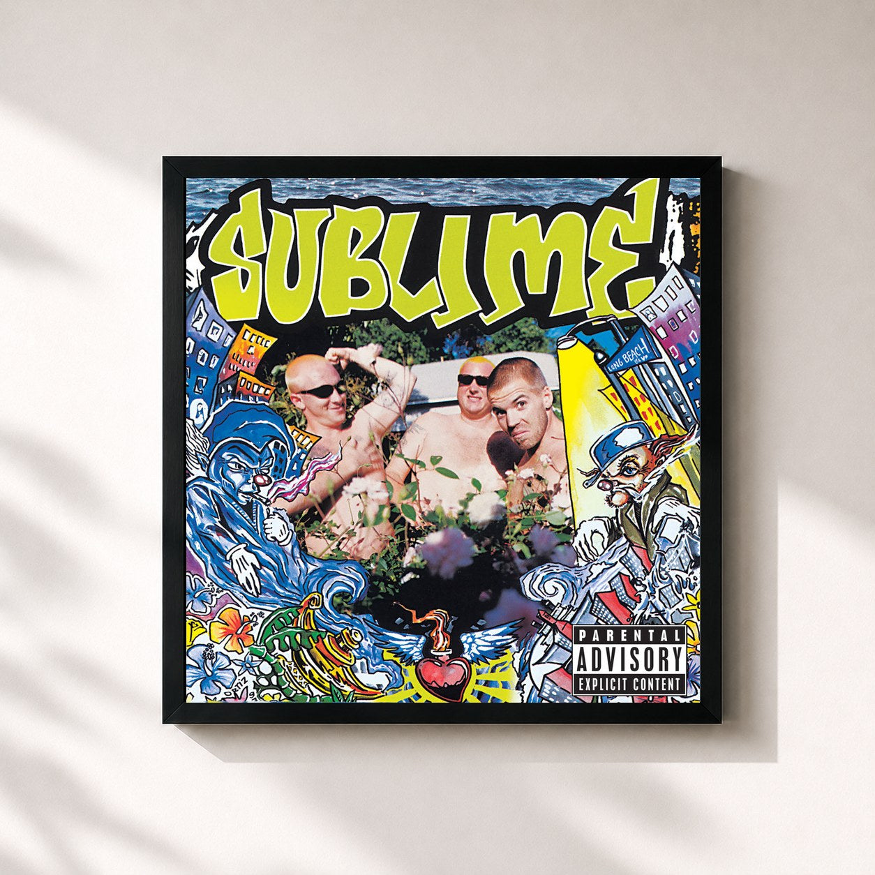 #noir Tableau carré de l'album Second-Hand Smoke de Sublime, cadre noir 32x32 cm