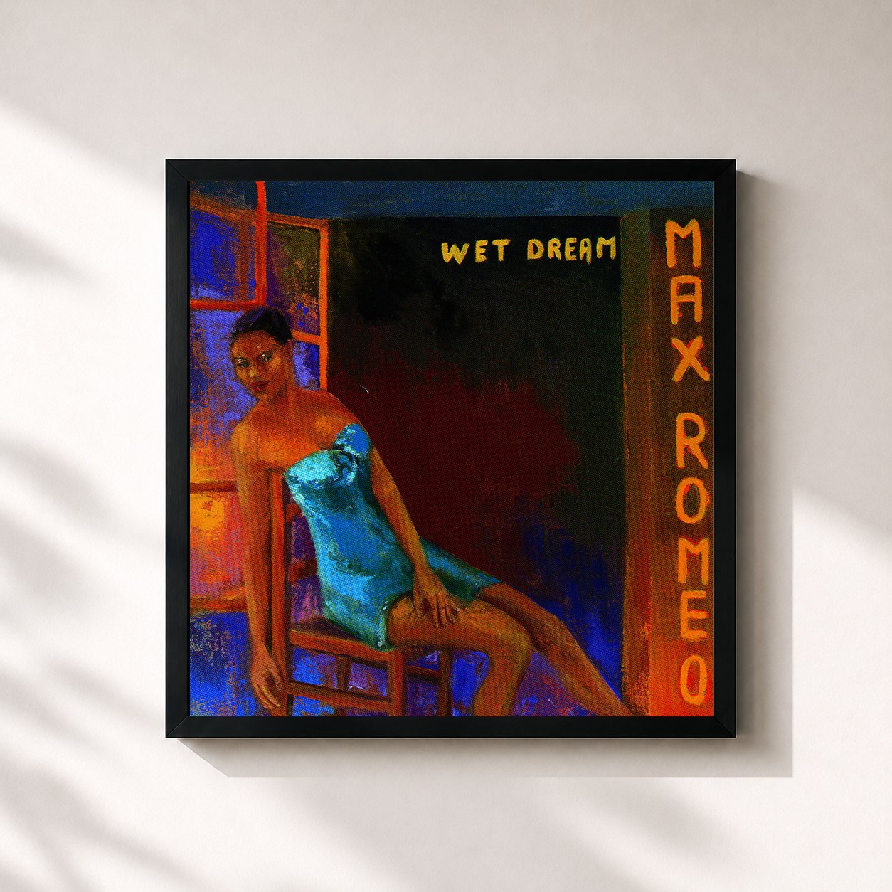 #noir Tableau carré de l'album Wet Dream de Max Romeo, cadre noir 32x32 cm