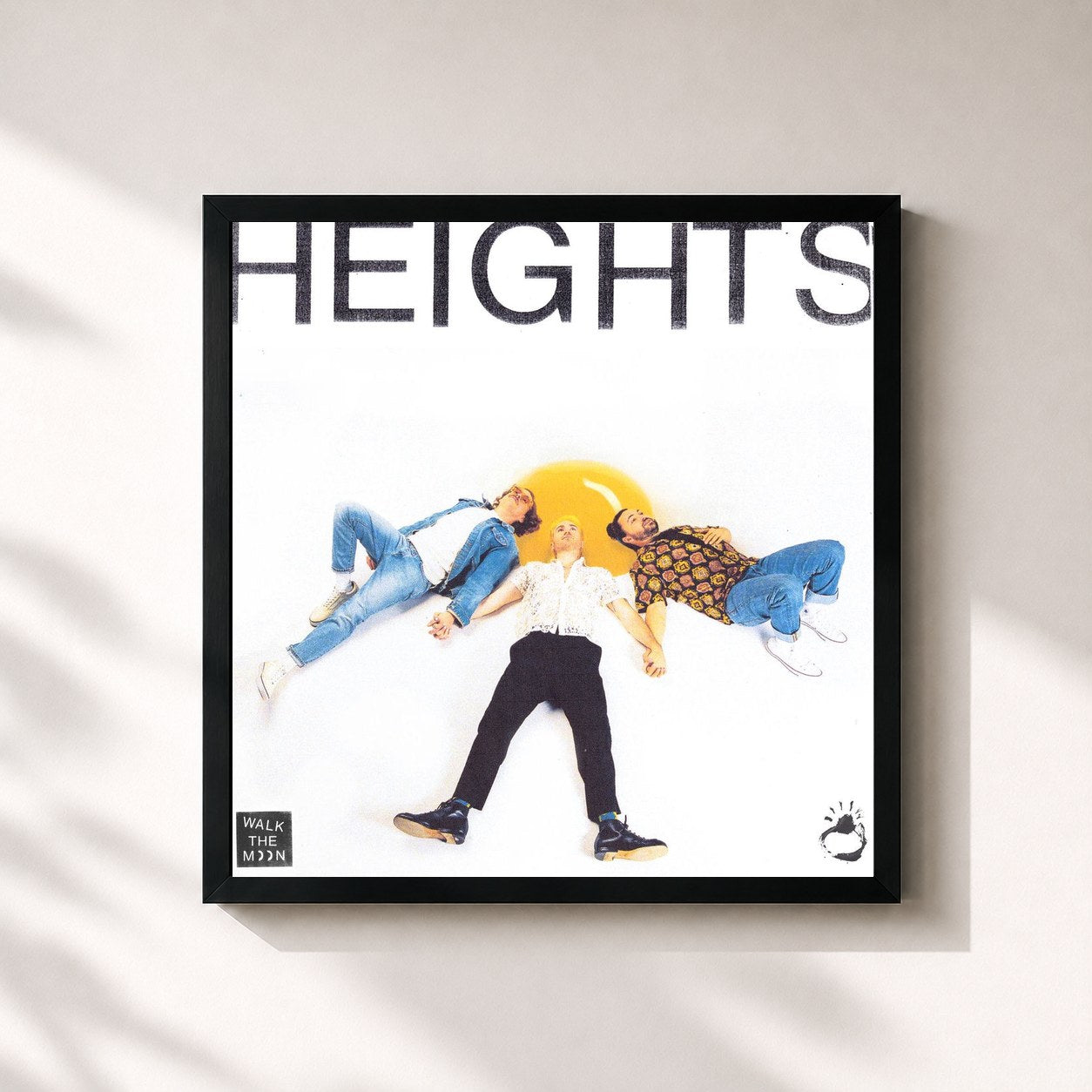 #noir Tableau carré de l'album HEIGHTS de Walk The Moon, cadre noir 32x32 cm