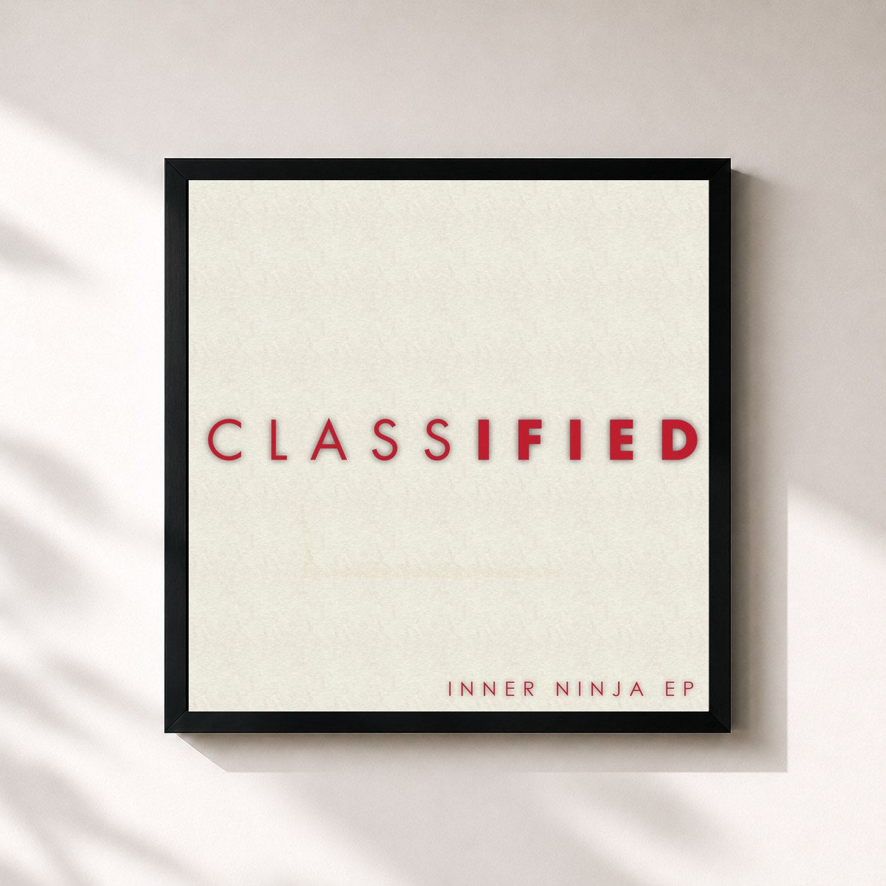 #noir Tableau carré de l'album Inner Ninja EP de Classified, cadre noir 32x32 cm