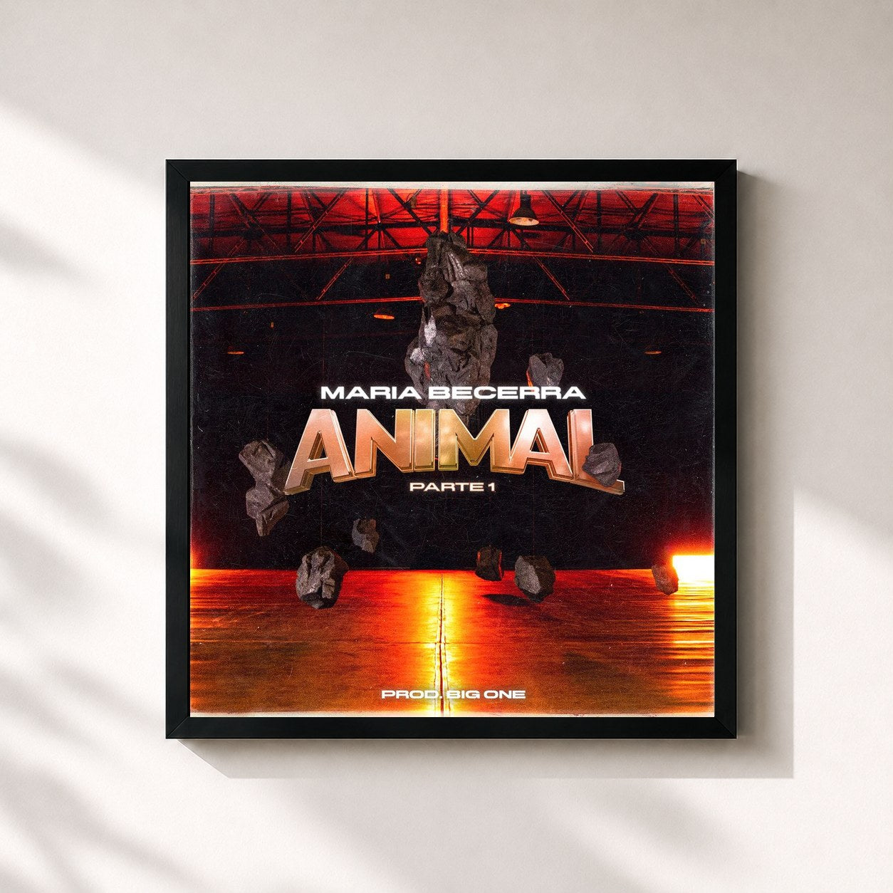 #noir Tableau carré de l'album Animal Pt. 1 de Maria Becerra, cadre noir 32x32 cm