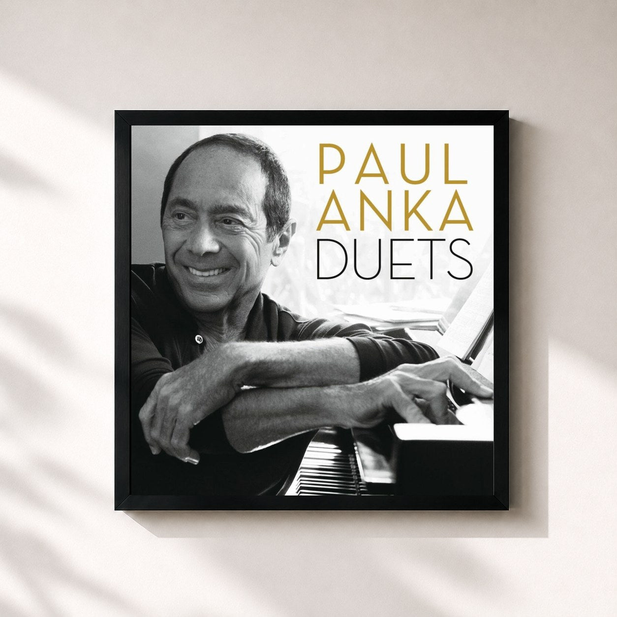 #noir Tableau carré de l'album Duets de Paul Anka, cadre noir 32x32 cm